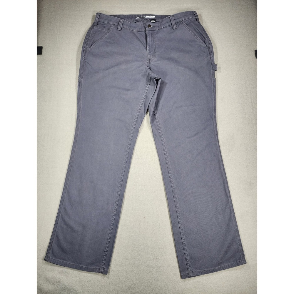 Carhartt Pants Womens 16 Blue Carpenter Loose Fit Canvas Workwear Rugged Flex